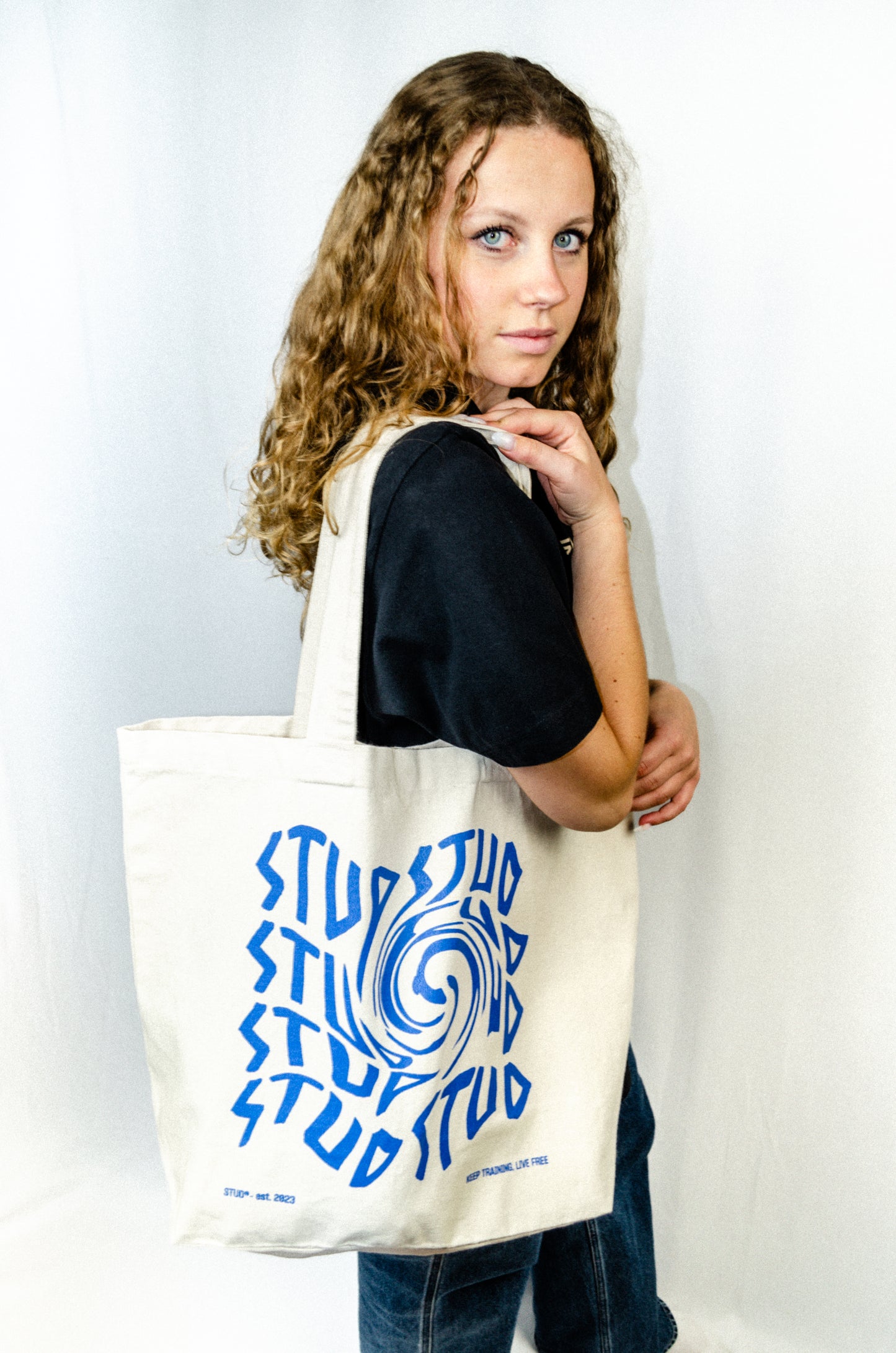 Summer Bag | Cream + Blue, Swirl Series