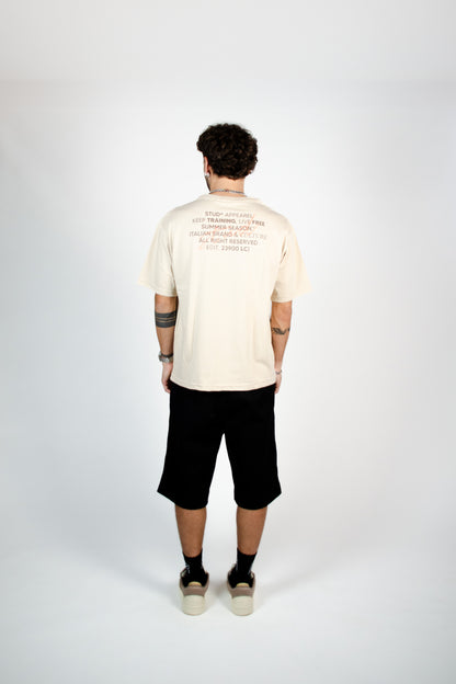 Signature Tee | Ivory + Brown + Peach