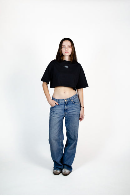 Crop Tee | Dark Grey + Aloe