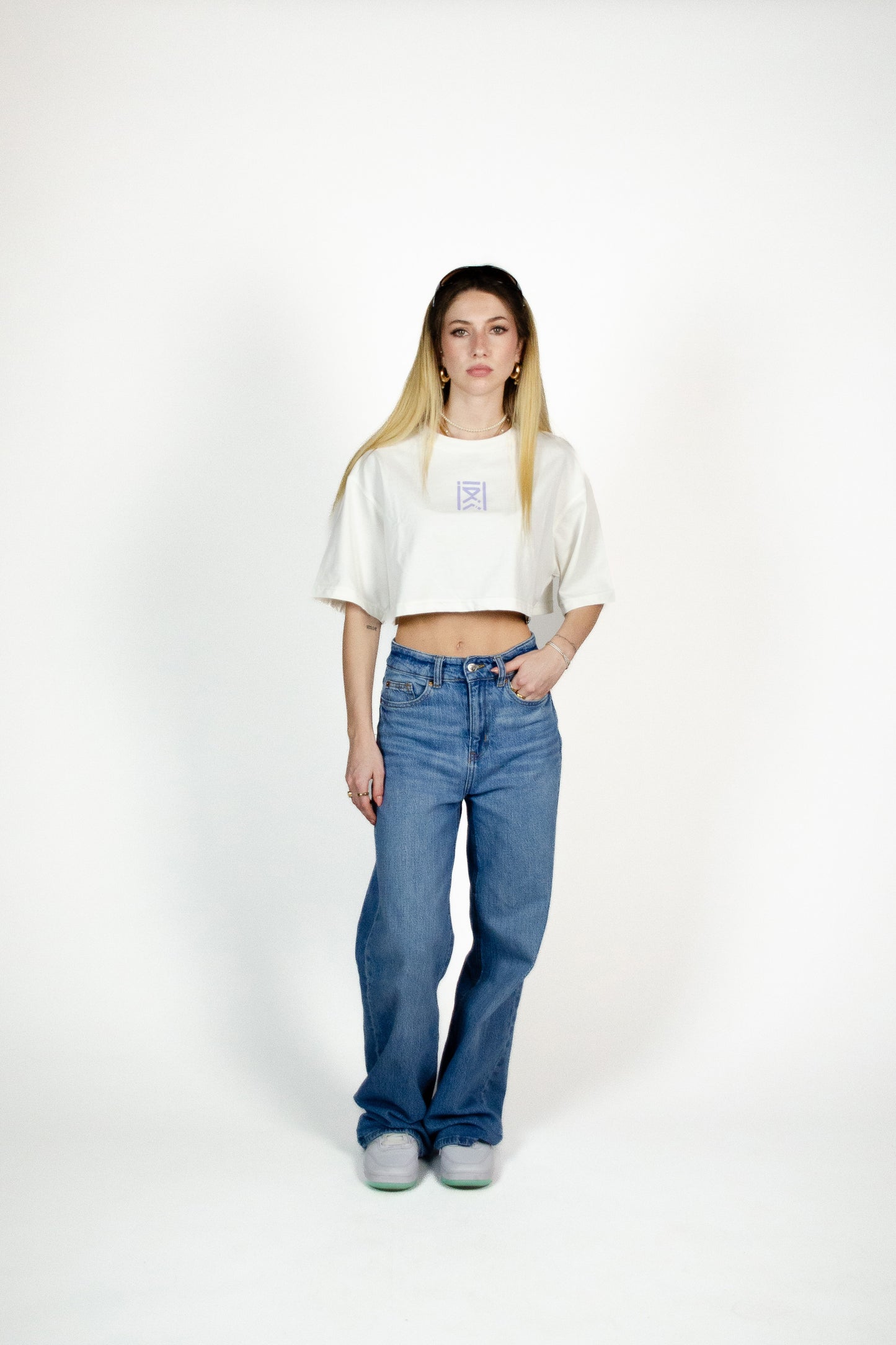 Crop Tee | Cream + Lilac