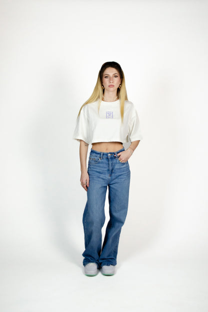 Crop Tee | Cream + Lilac