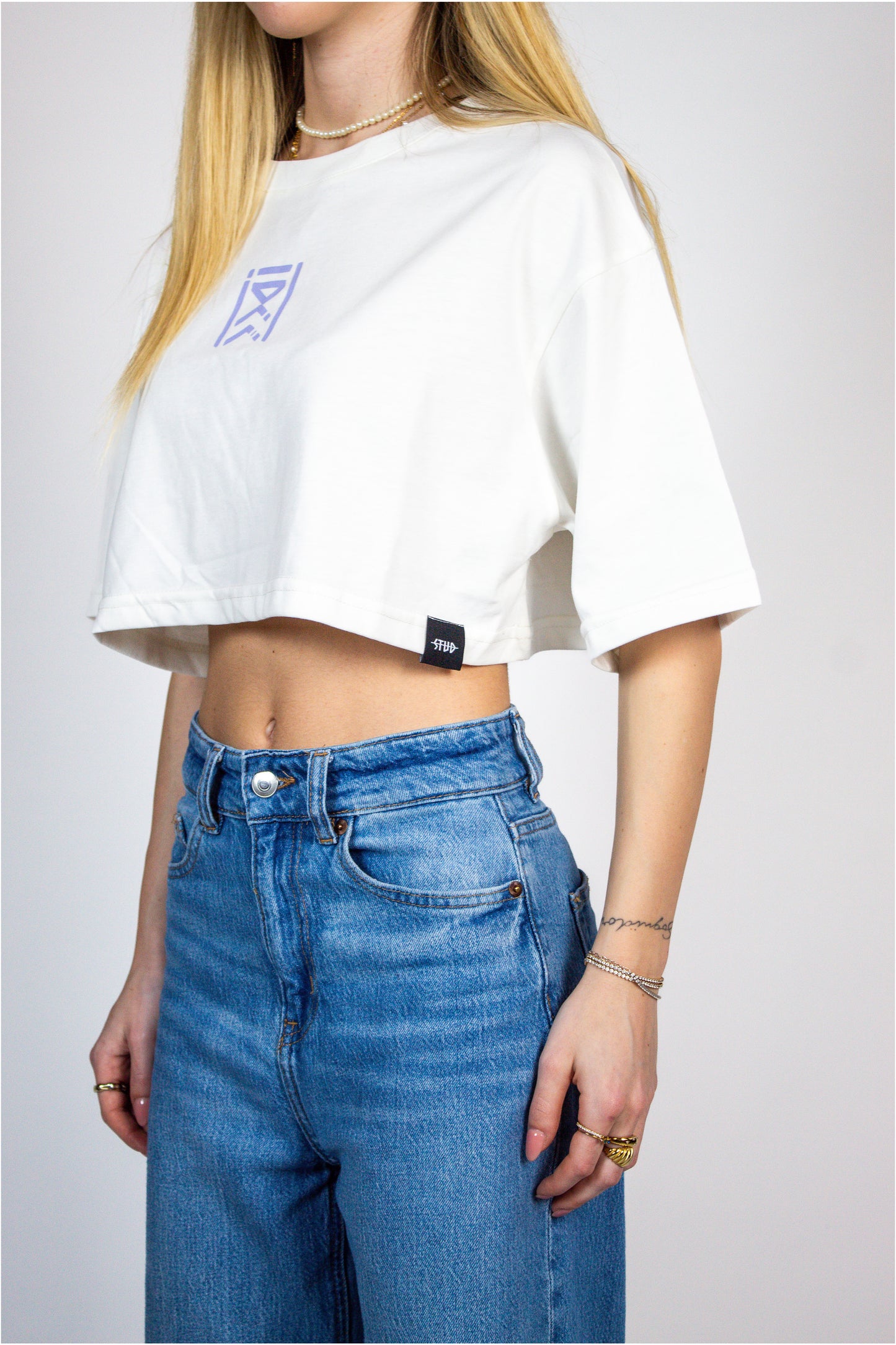 Crop Tee | Cream + Lilac